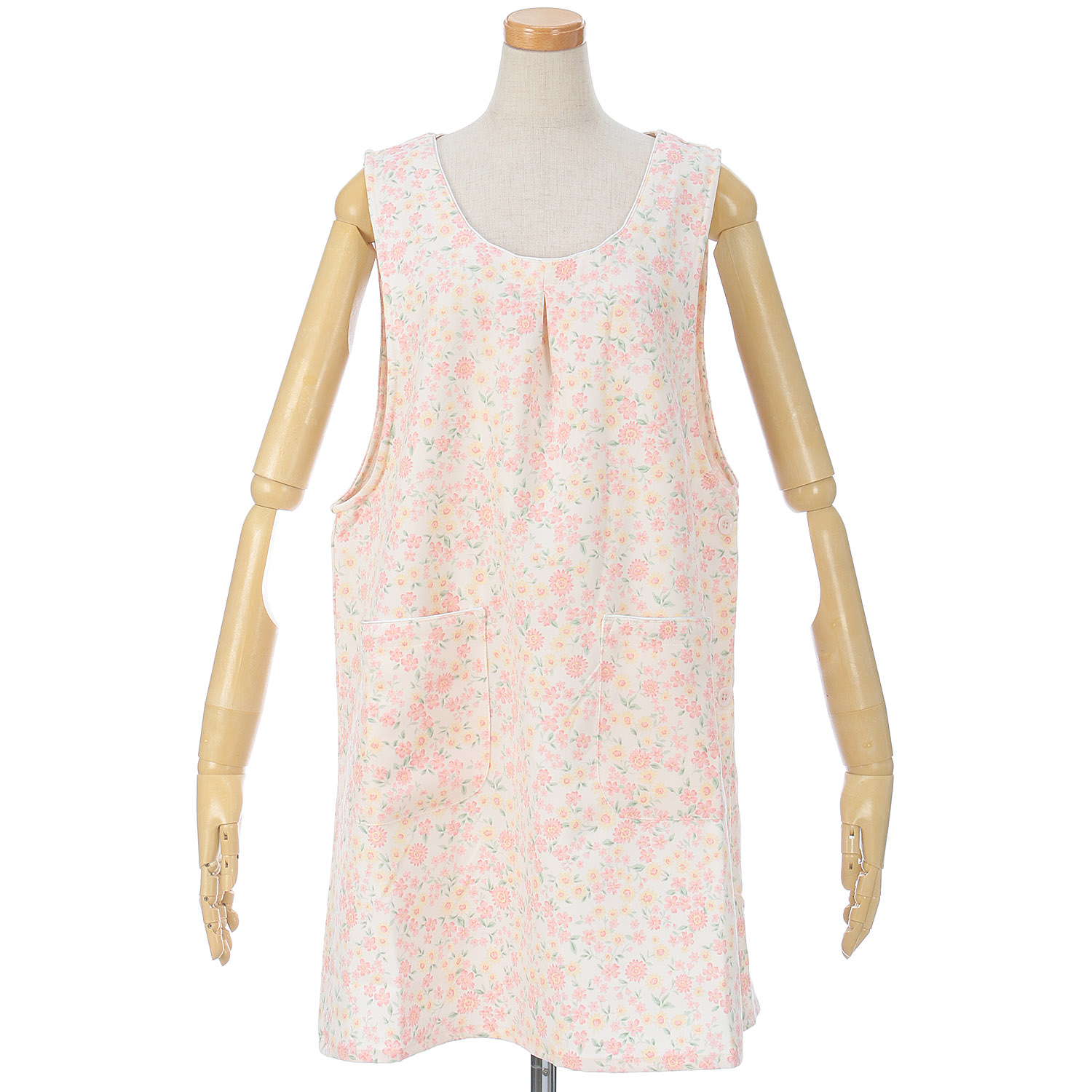 ストレッチ小花柄エプロン - 画像1