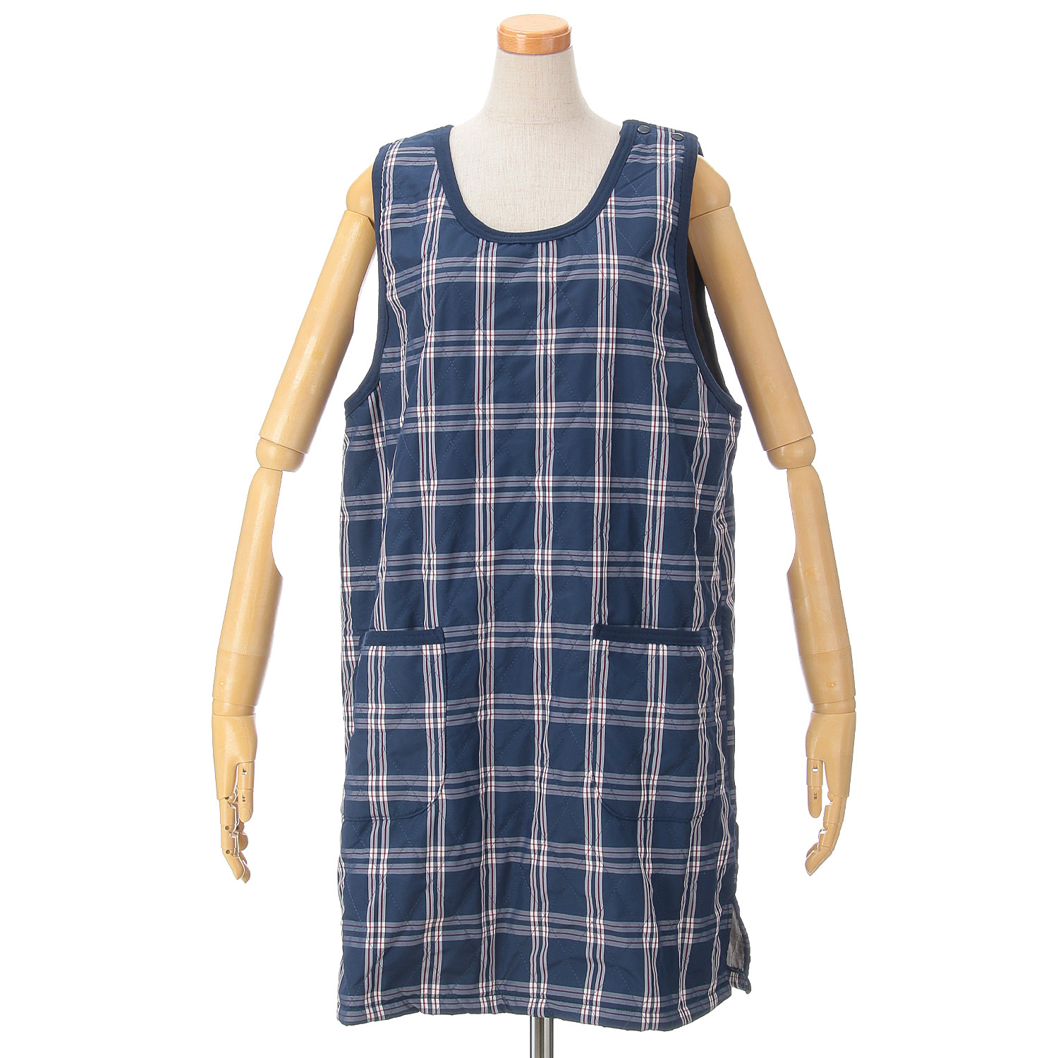 ファイユ 裏フリース格子柄エプロン - 画像1