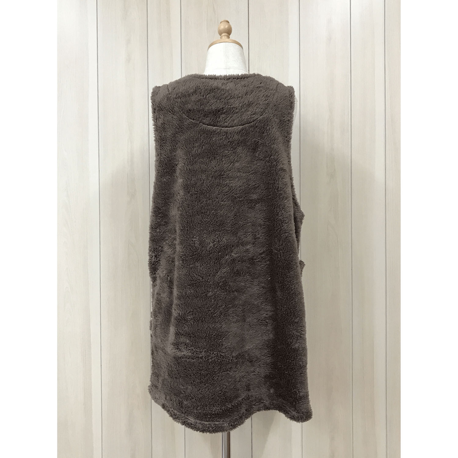 ボア無地クマアップリケエプロン - 画像3