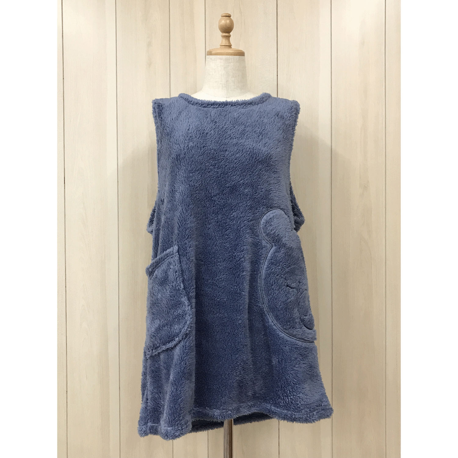 ボア無地クマアップリケエプロン - 画像7