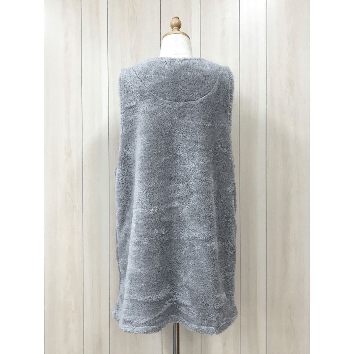 ボア無地ネコアップリケエプロン - 画像5