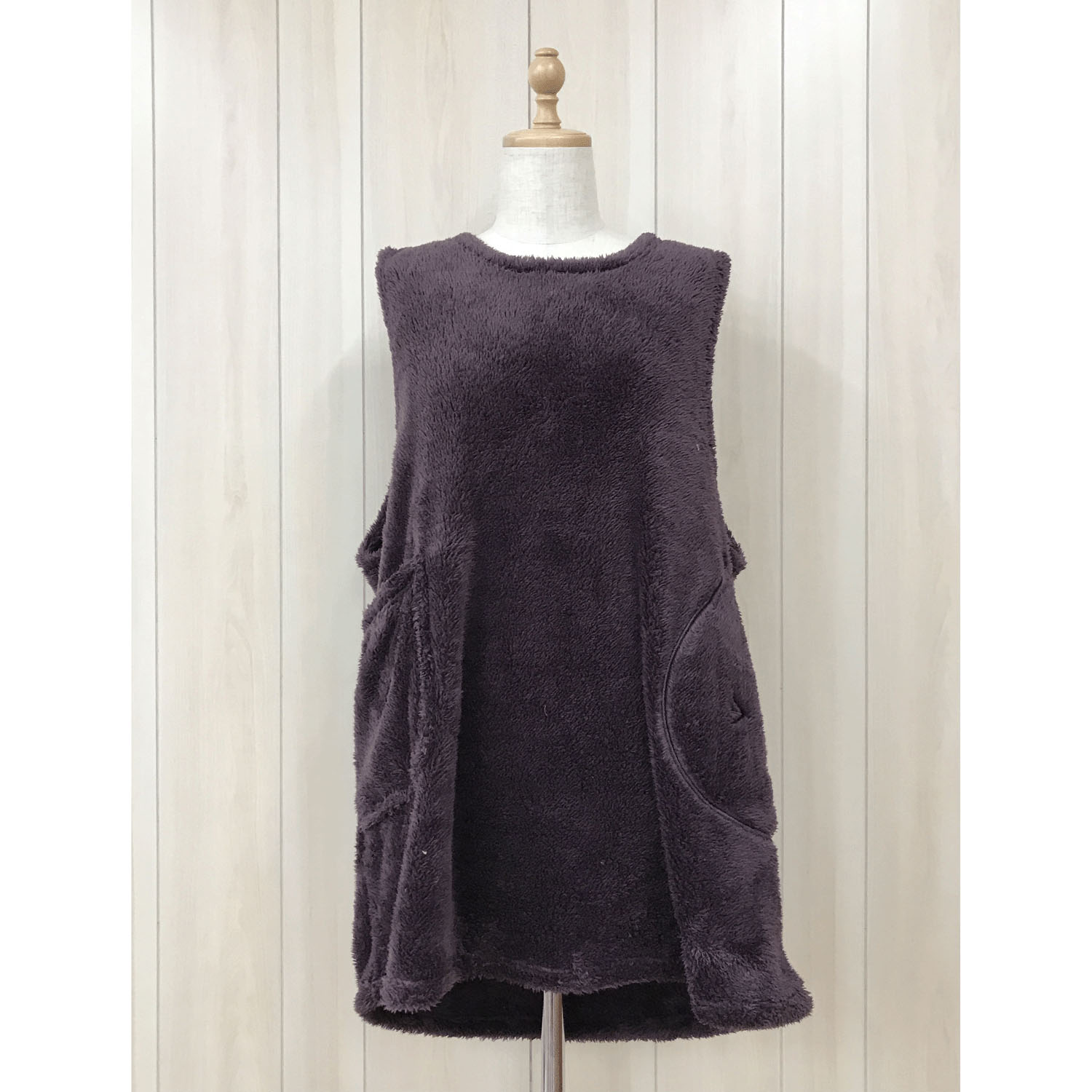 ボア無地ネコアップリケエプロン - 画像6