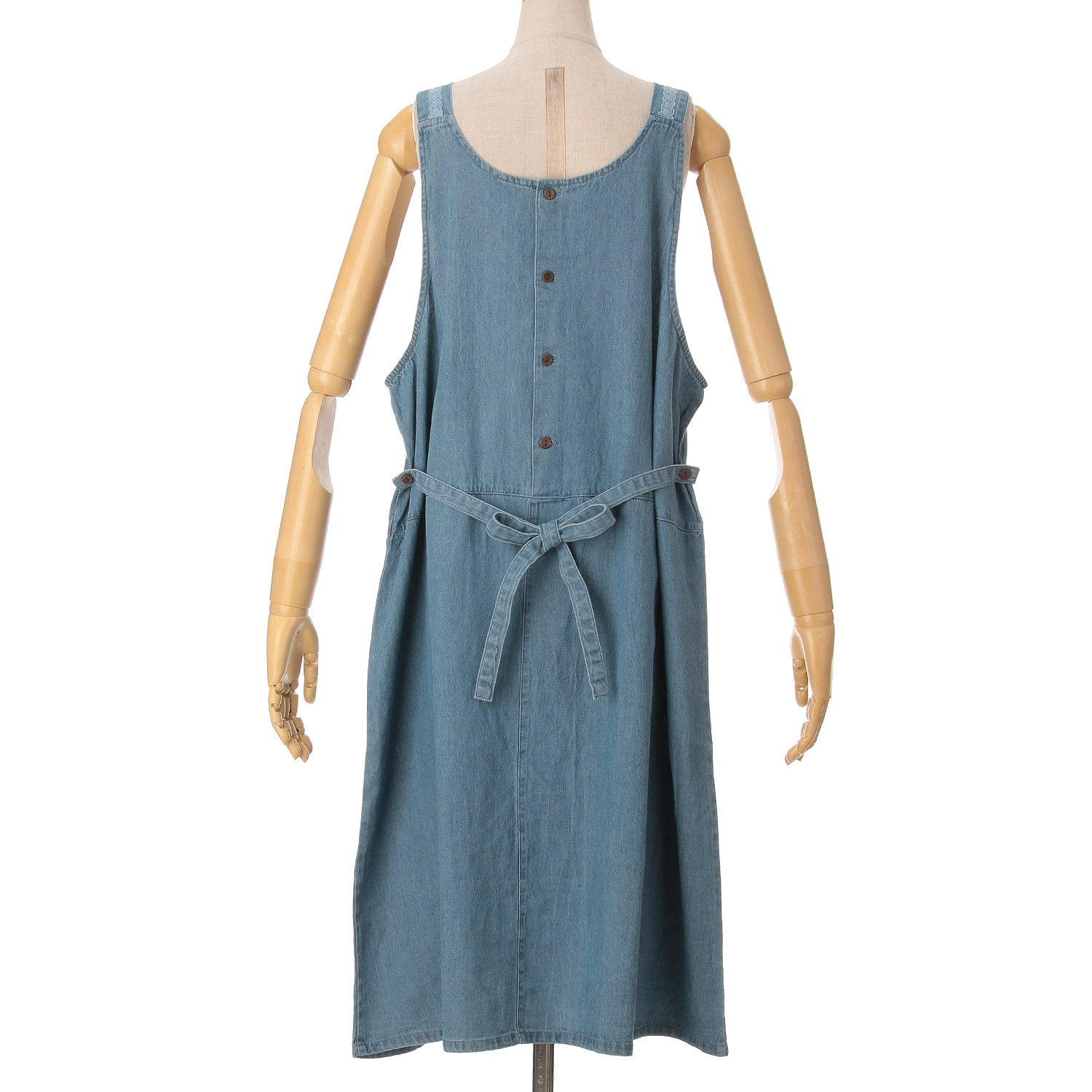 デニムレース付きエプロンワンピース - 画像2