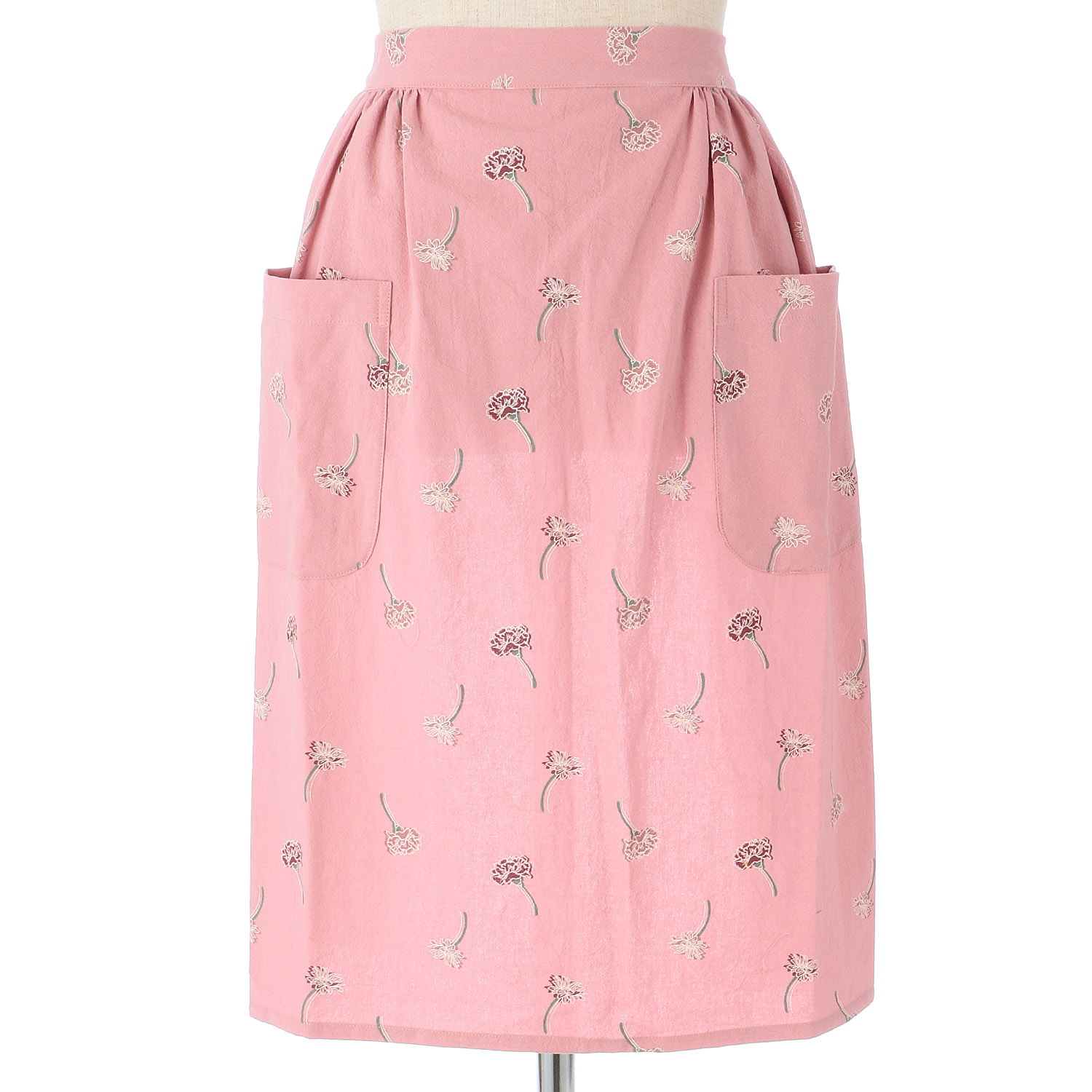 綿ワッシャー前掛け カーネーション