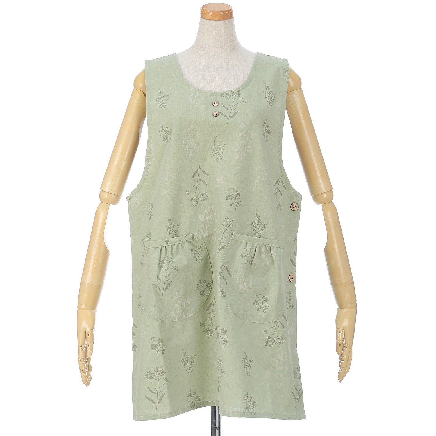 シーチングワッシャー線花柄エプロン - 画像2