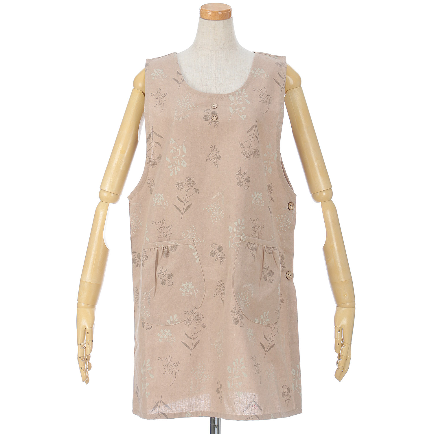 シーチングワッシャー線花柄エプロン - 画像1