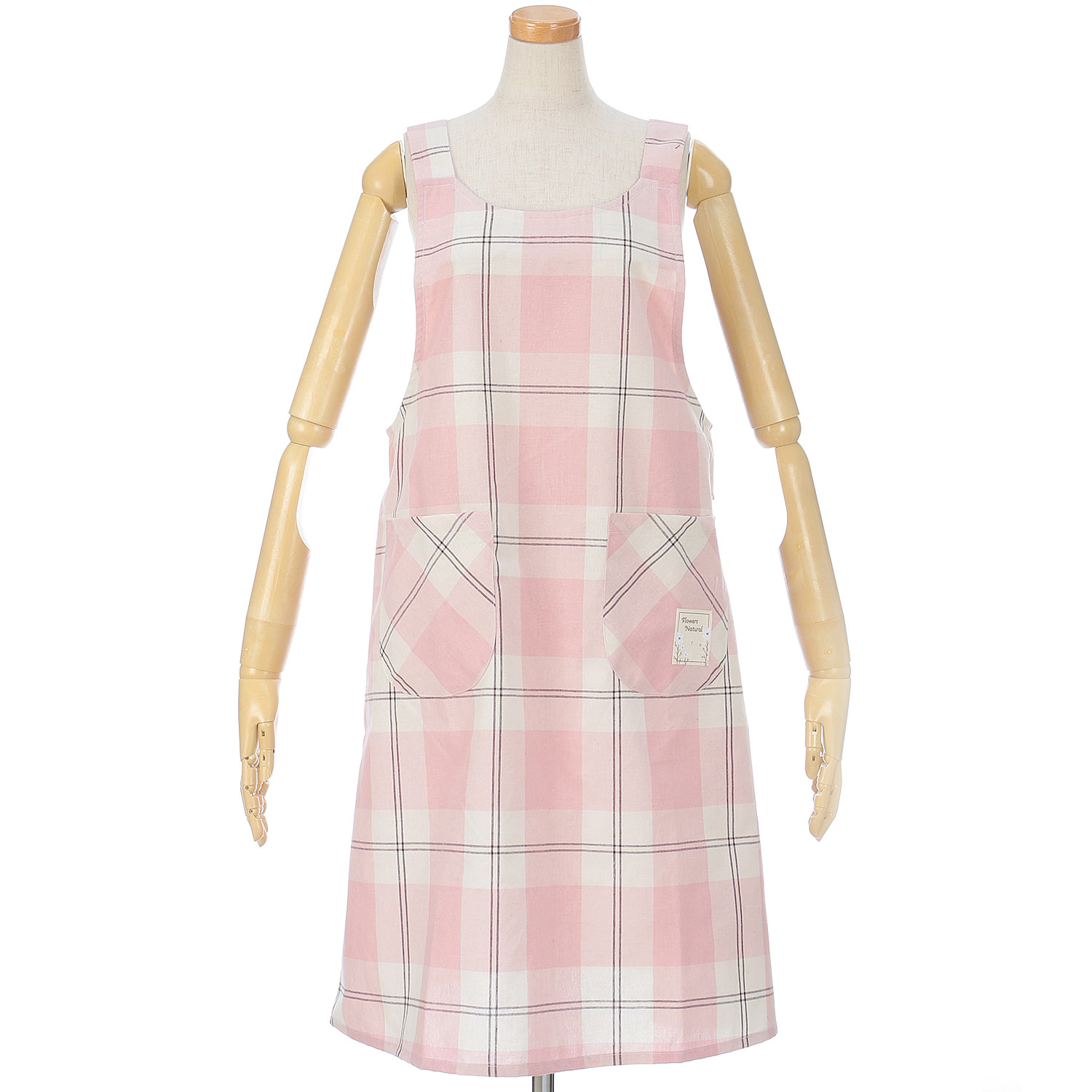 先染め格子エプロン