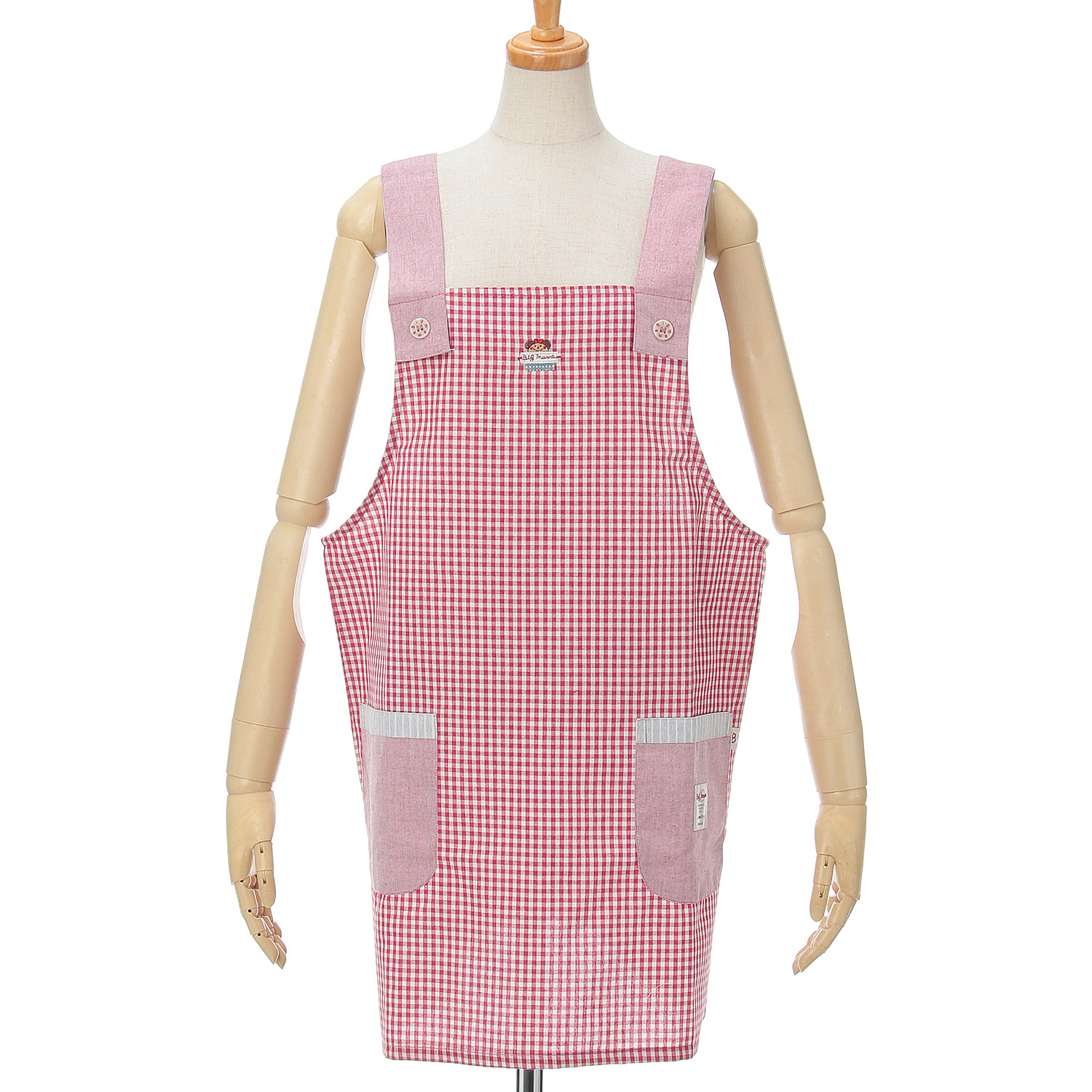 ビッグママ ギンガムH型エプロン - 画像1