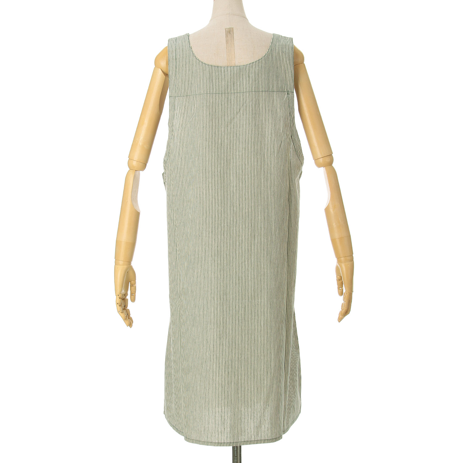 ストライプ肩釦エプロン - 画像3