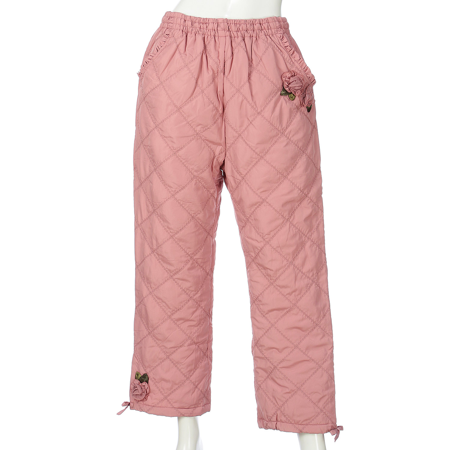 中綿キルト花モチーフパンツ - 画像1