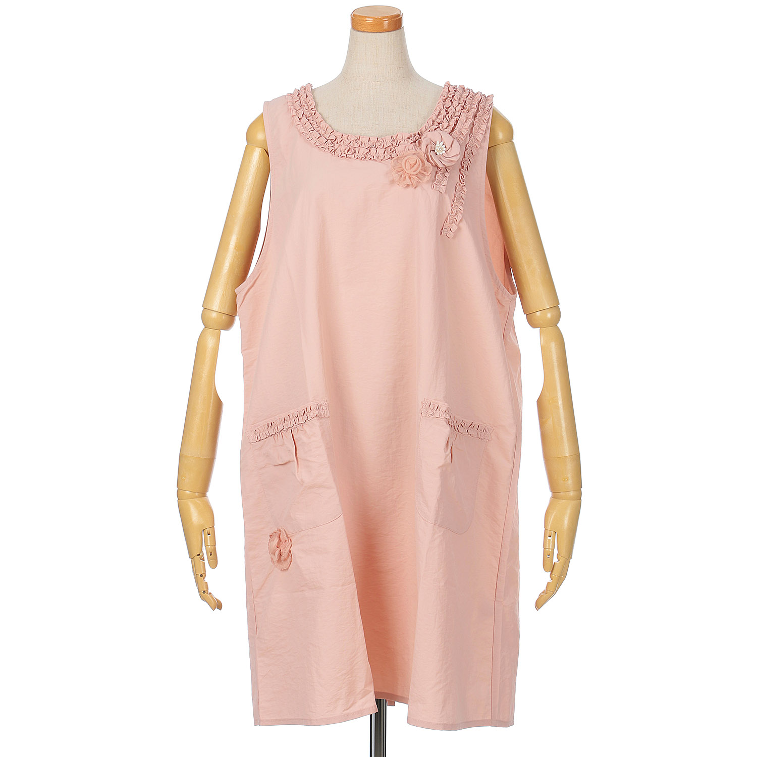 ナイロン花モチーフパール付き背ゴムエプロン - 画像11