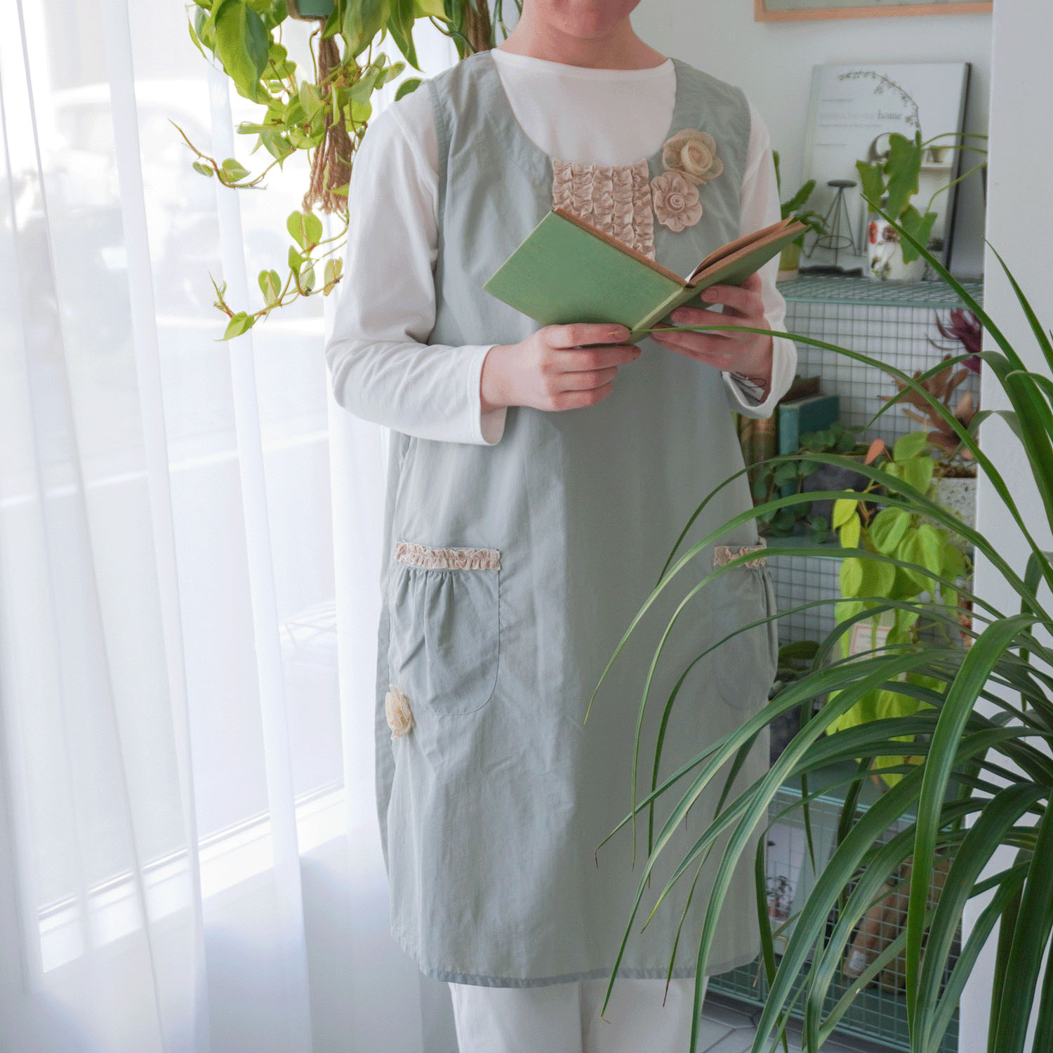 ナイロンバイカラーエプロン 後ろリボン - 画像13