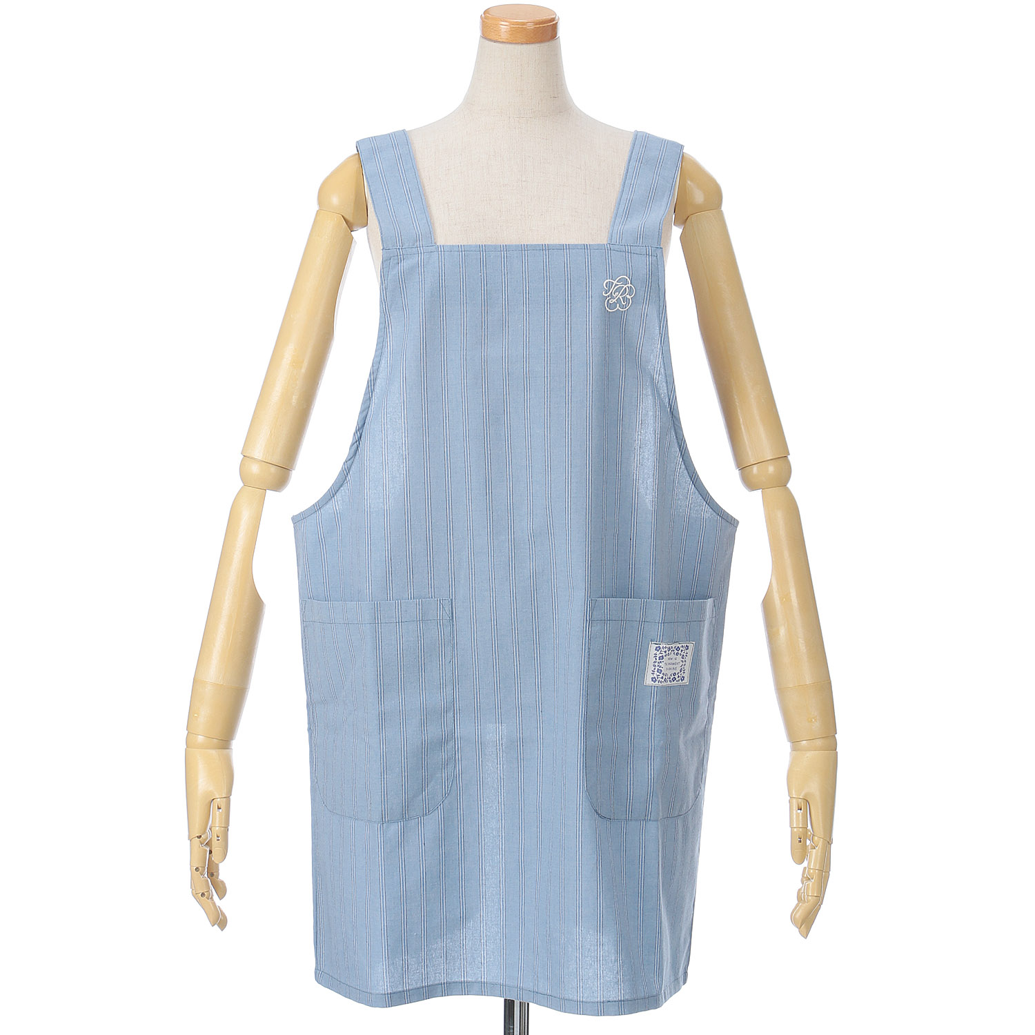 ハッピーエプロン 胸元刺繍H型ストライプエプロン - 画像4