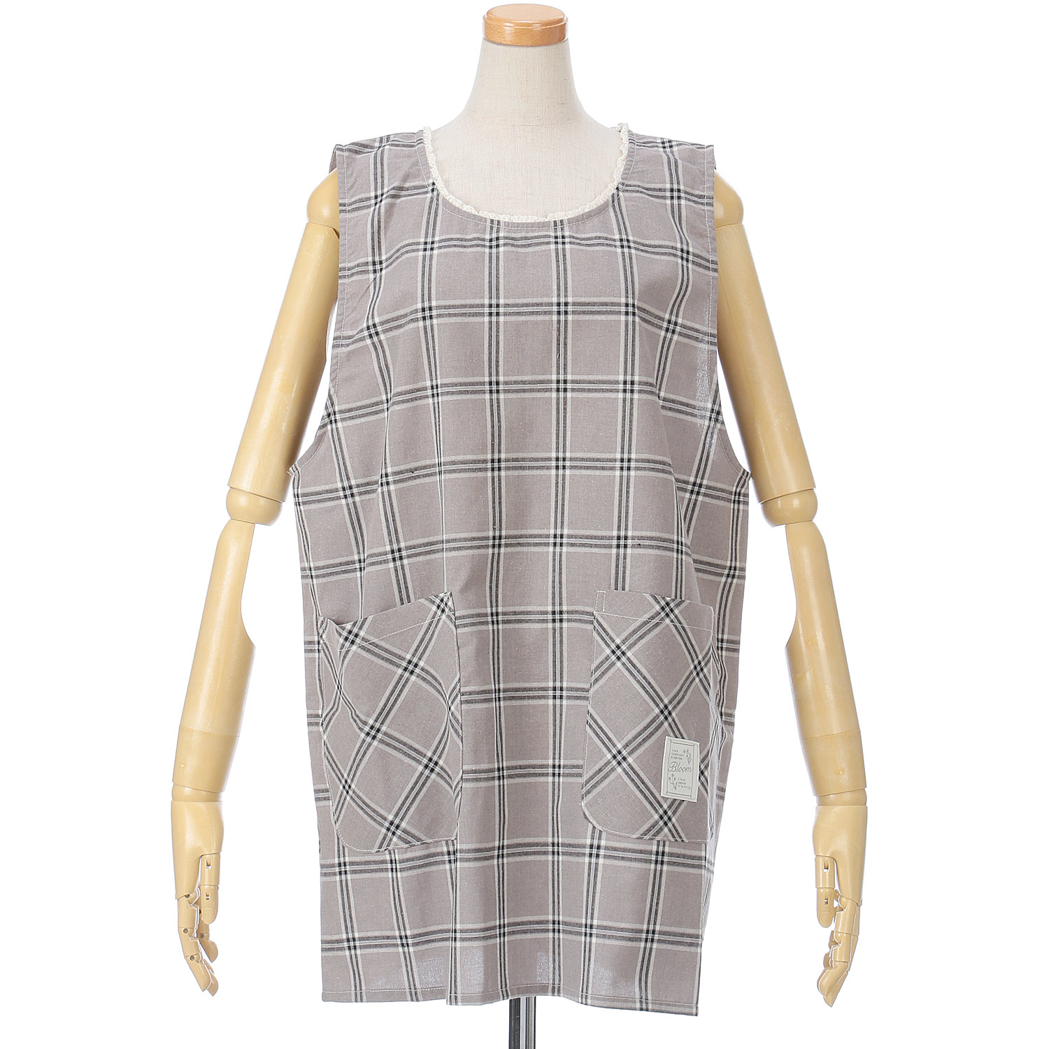 ハッピーエプロン 襟元レース上釦下紐ラン型エプロン - 画像2