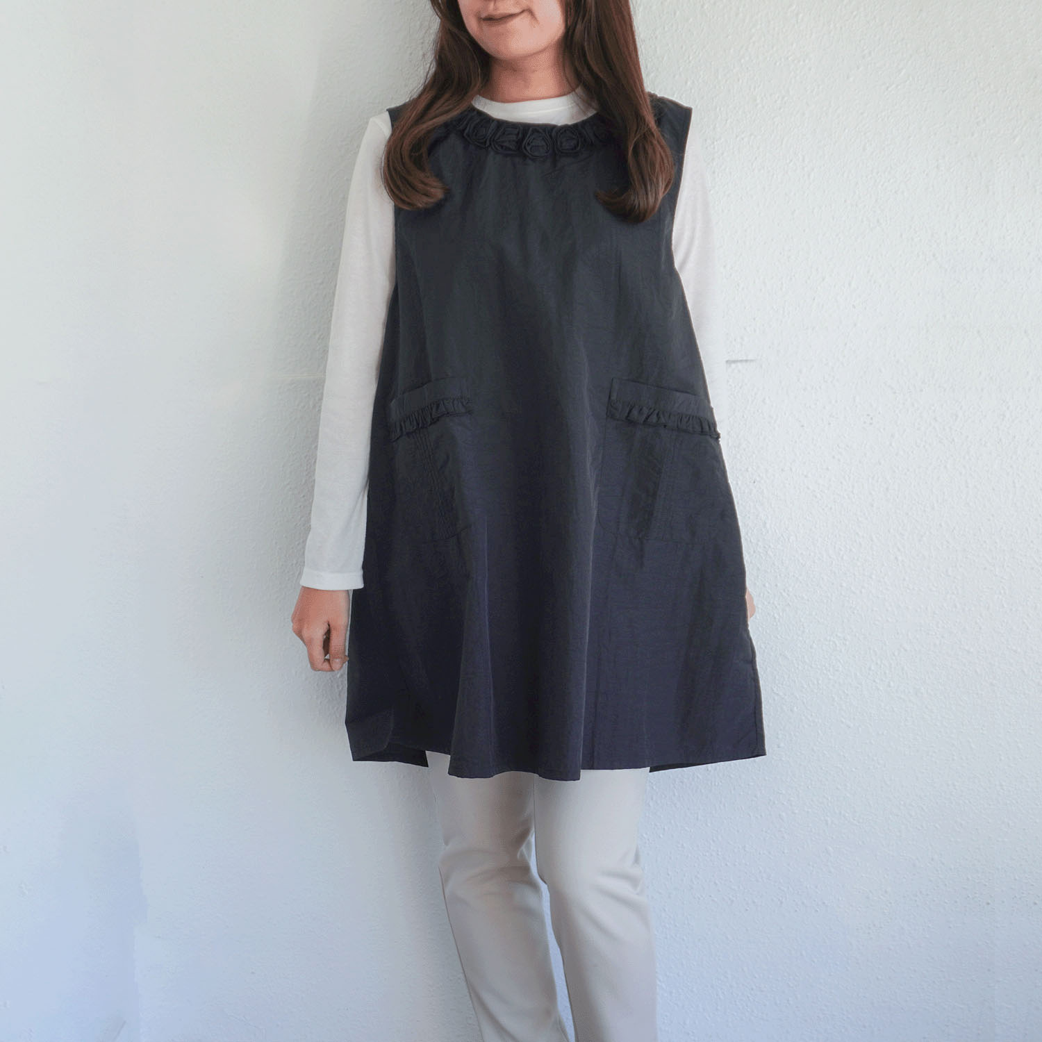 ナイロンバラモチーフエプロン 背閉じ - 画像2