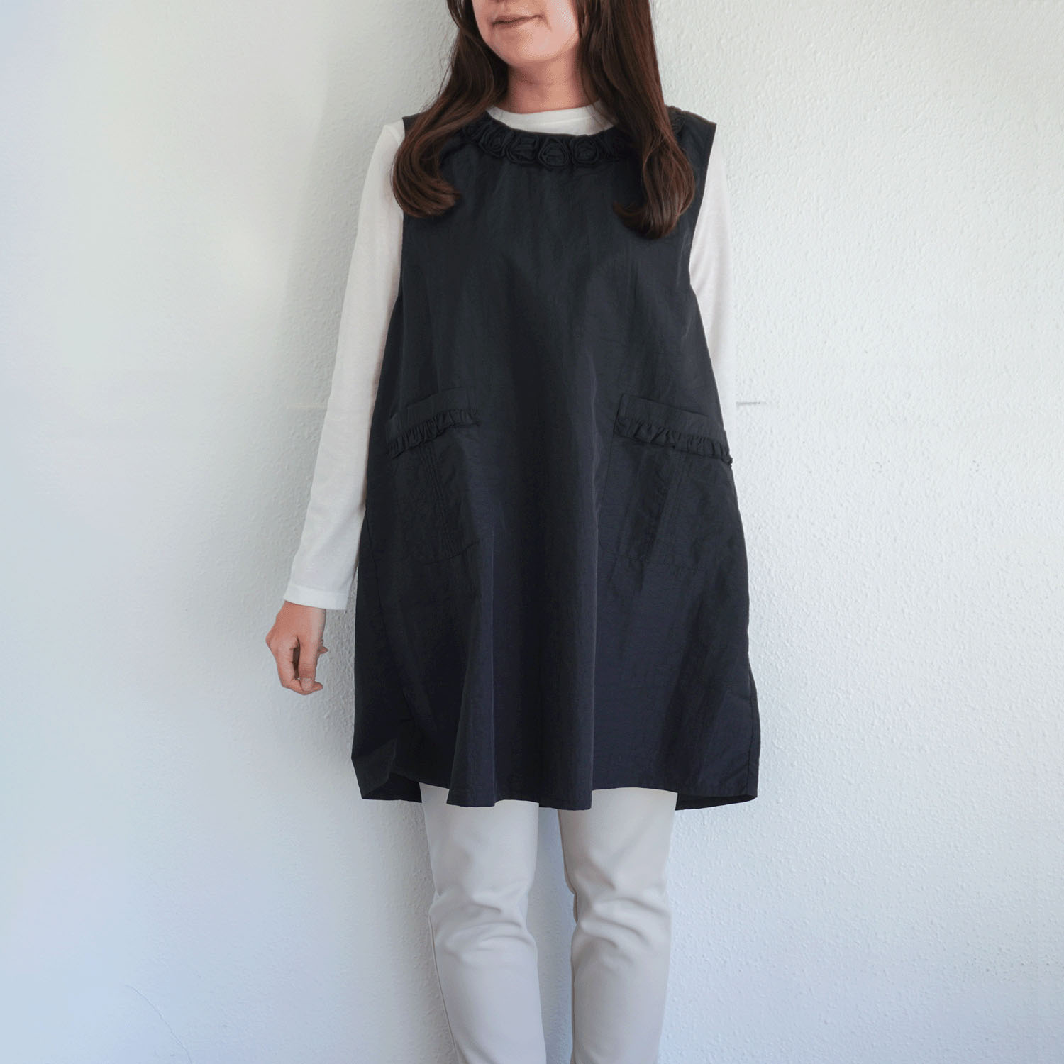 ナイロンバラモチーフエプロン 背閉じ - 画像4