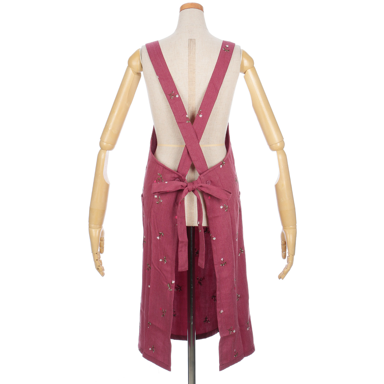 花柄総刺繍X型エプロン - 画像4