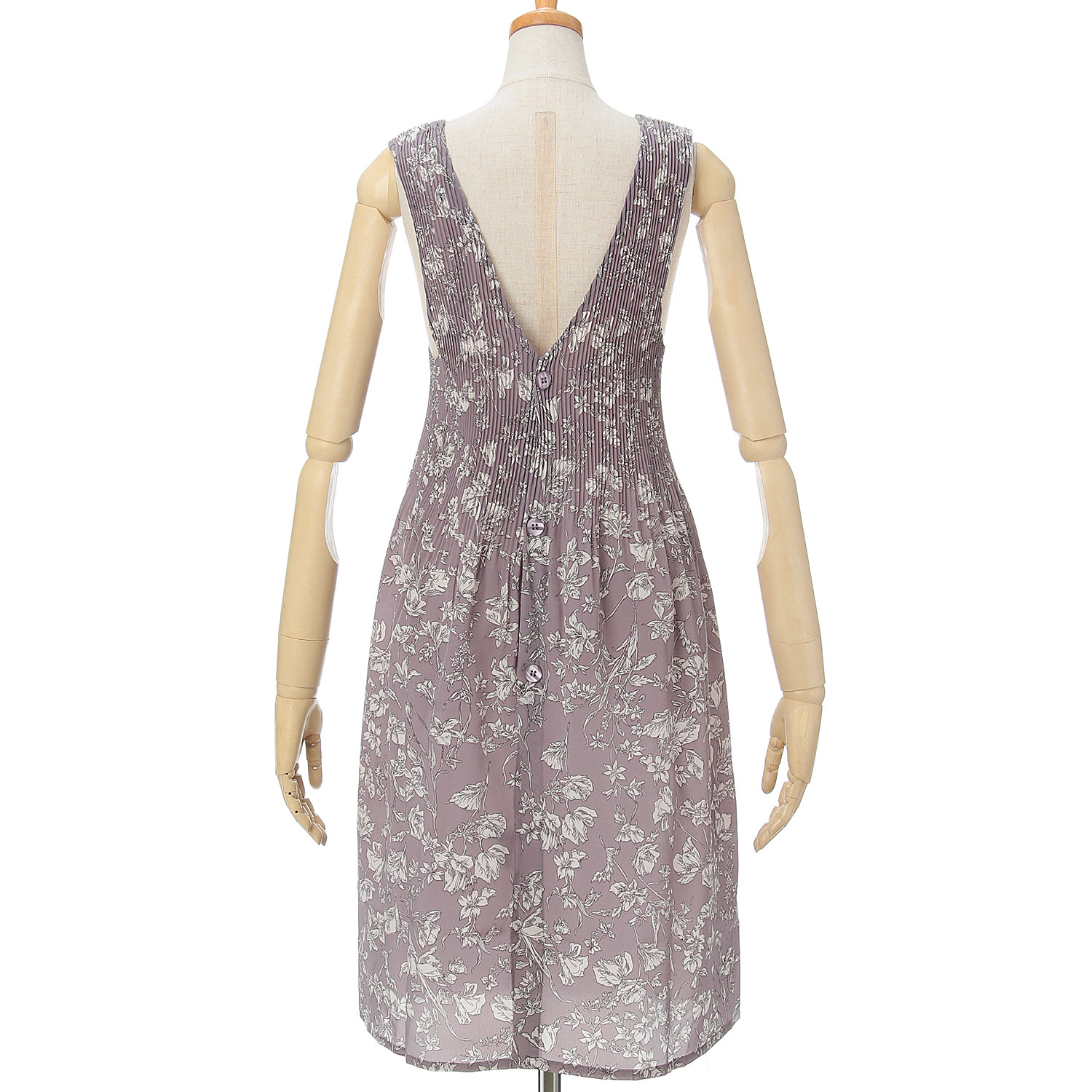 おうち美人 コシボチリメン単色花柄ロングプリーツエプロン - 画像5