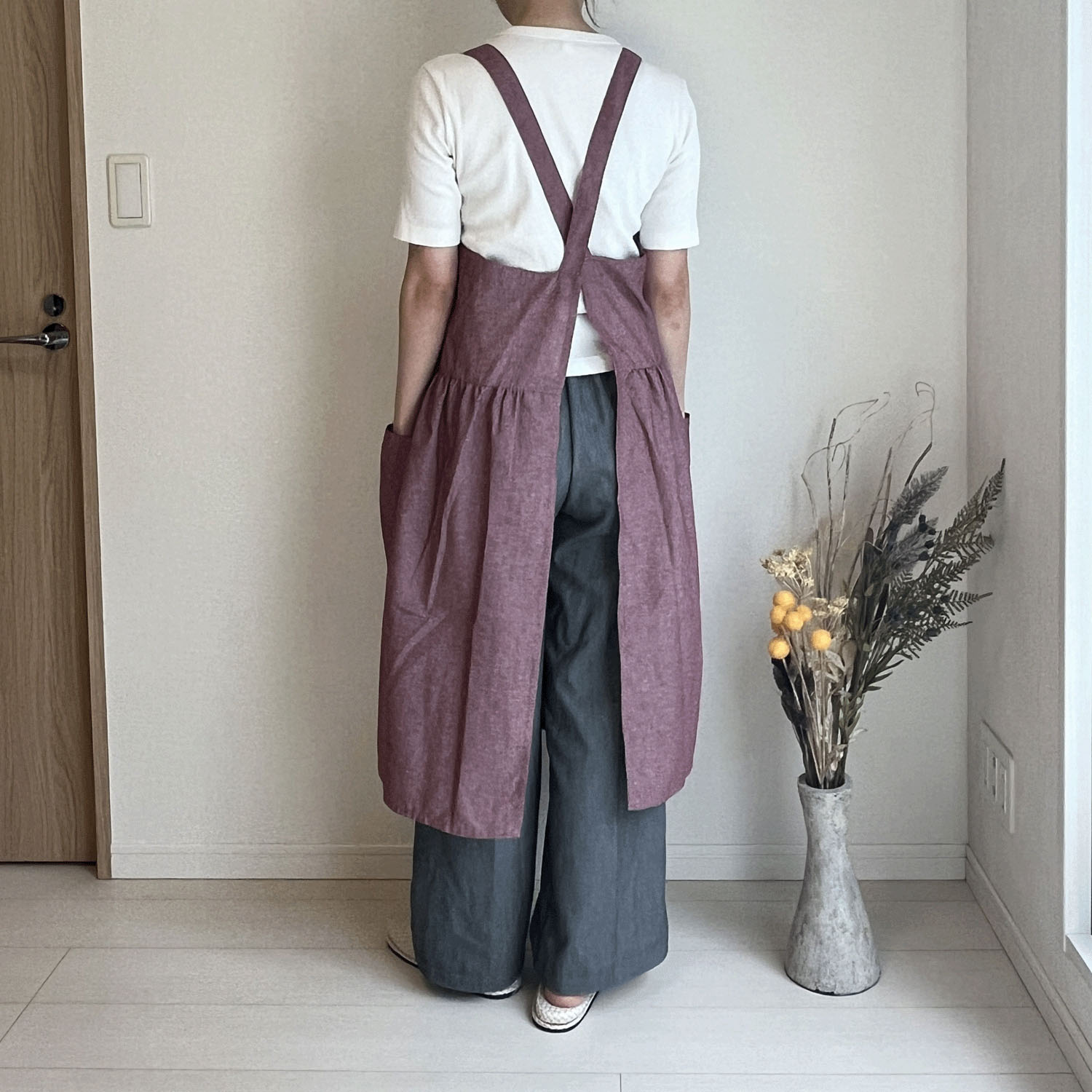 Epu Capo シャンブレーかぶりクロスエプロン - 画像12