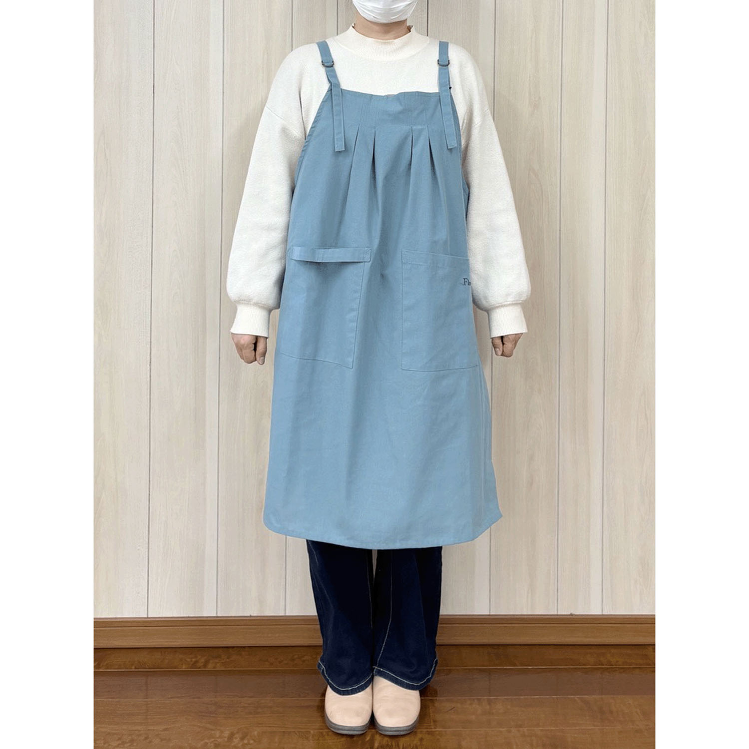 Fleur 先染めバックル肩紐エプロン - 画像1