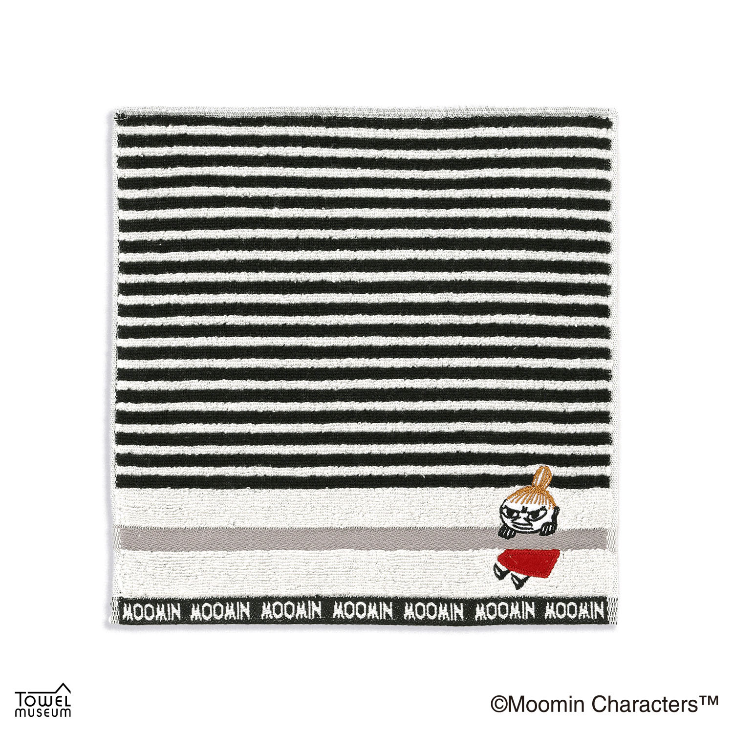 ムーミン リトルミイボーダー2 タオルハンカチ ブラック - 画像1