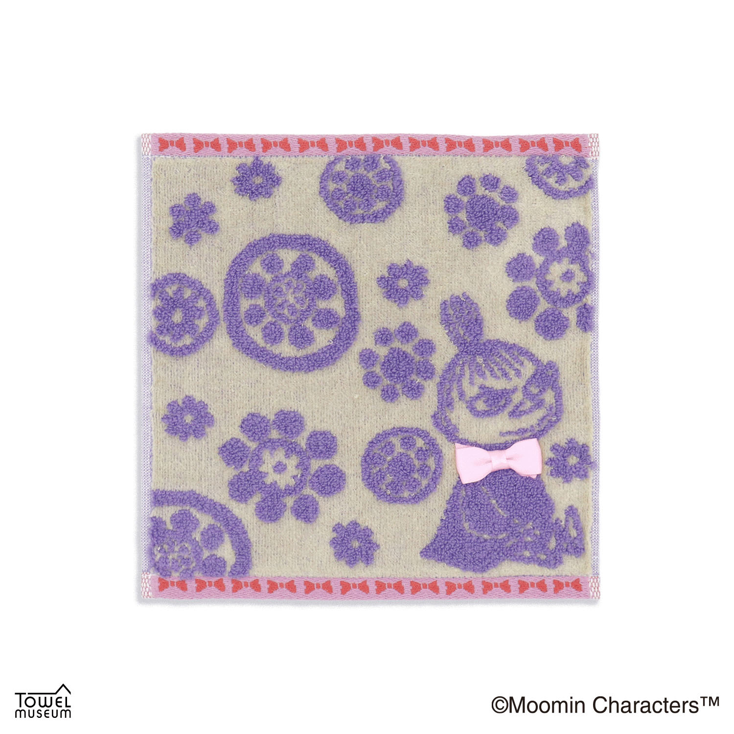 ムーミン ぽんぽんフラワー2 タオルハンカチ ベージュ - 画像1