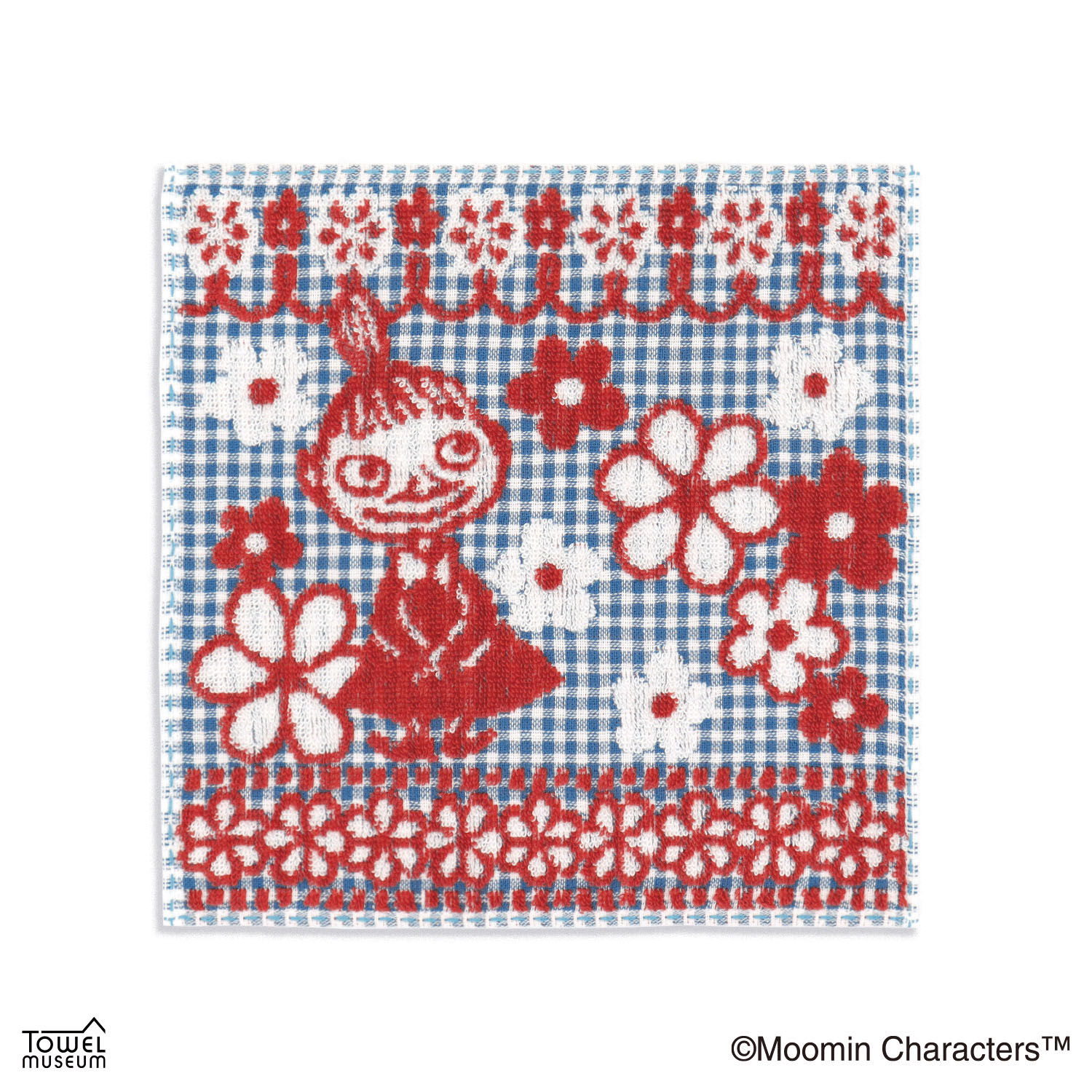 ムーミン リトルミイ フラワーレース2 タオルハンカチ ブルー - 画像1