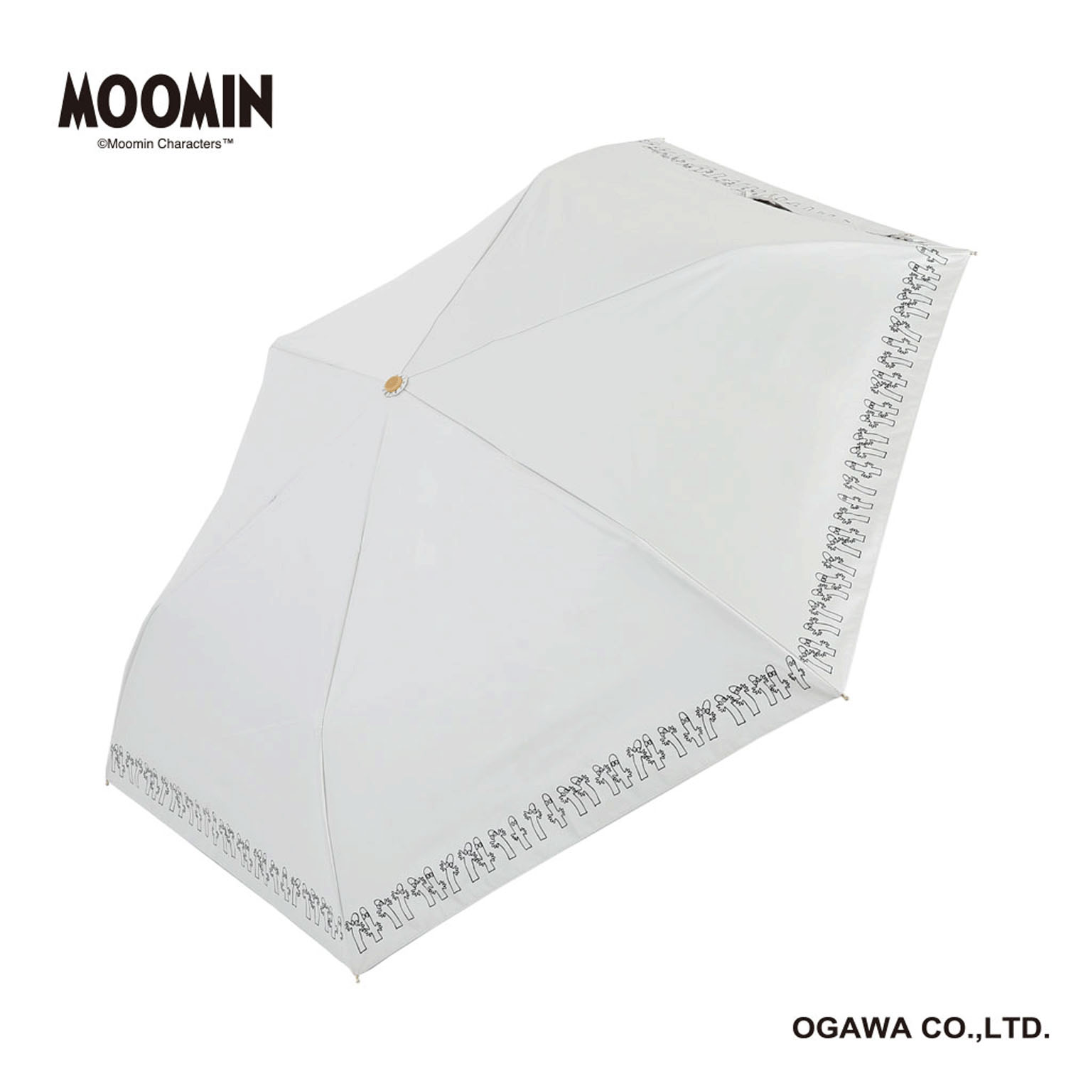 MOOMIN 晴雨兼用折り畳傘 ニョロニョロ／ホワイト - 画像1
