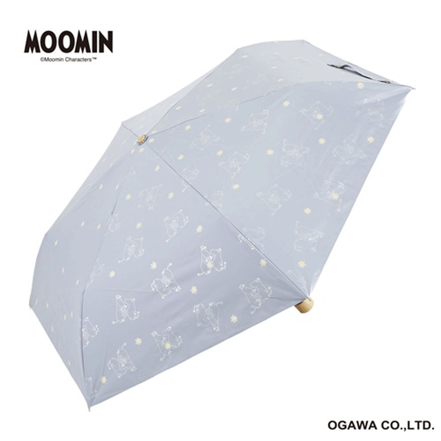 ムーミン 晴雨兼用プリント折りたたみ傘 ムーミン谷の彗星 ブルー - 画像1