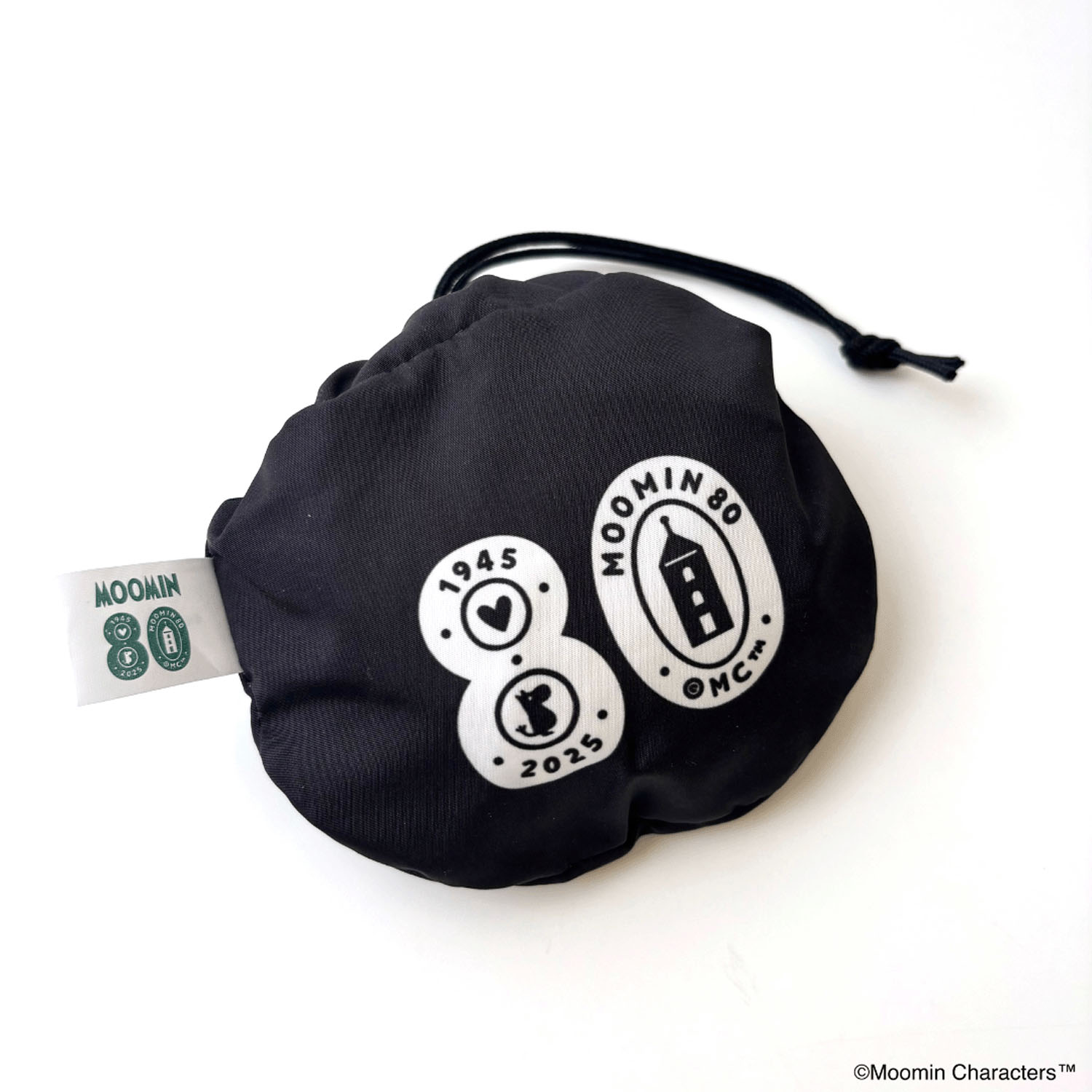 ムーミン 80TH ALL STARポケッタブルショッピングバッグ ブラック - 画像3