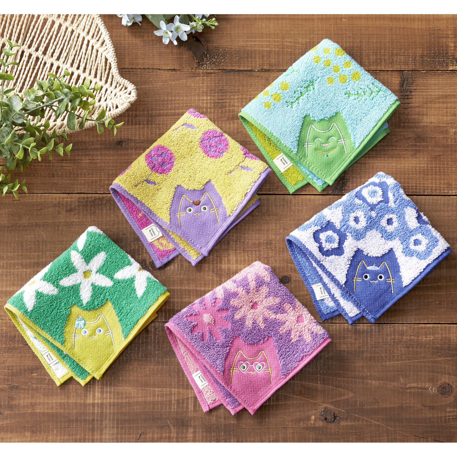 おはにゃやさん ハンカチタオル - 画像1