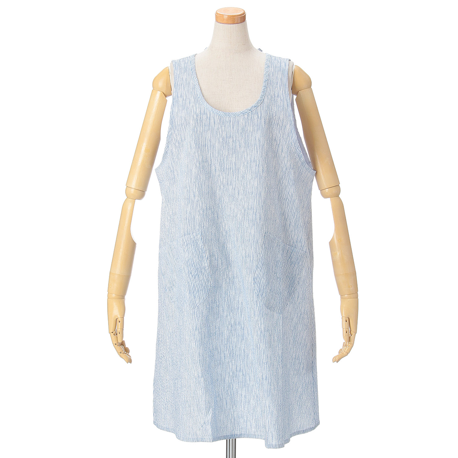 今日和 ストライプリップル加工エプロン - 画像1