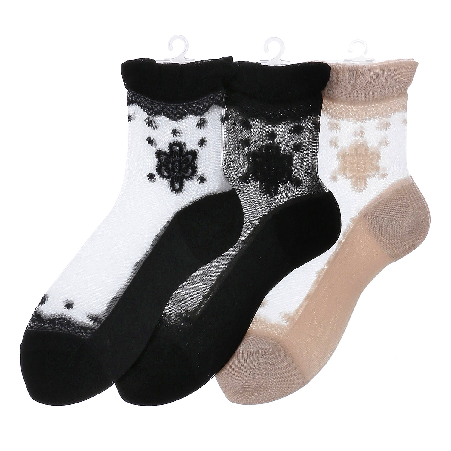 シースルーソックス レース柄