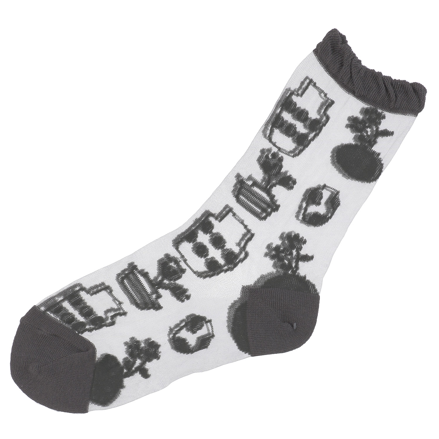 北欧調  花瓶柄  シースルーソックス【在庫限り】 - 画像2