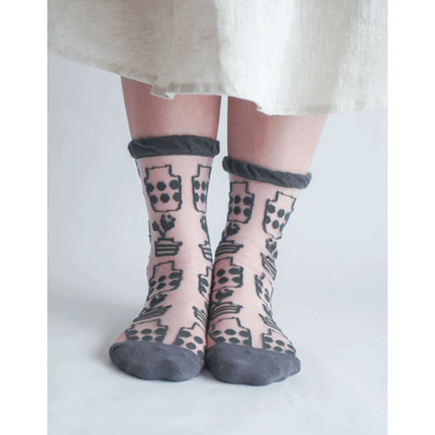 北欧調  花瓶柄  シースルーソックス【在庫限り】 - 画像4