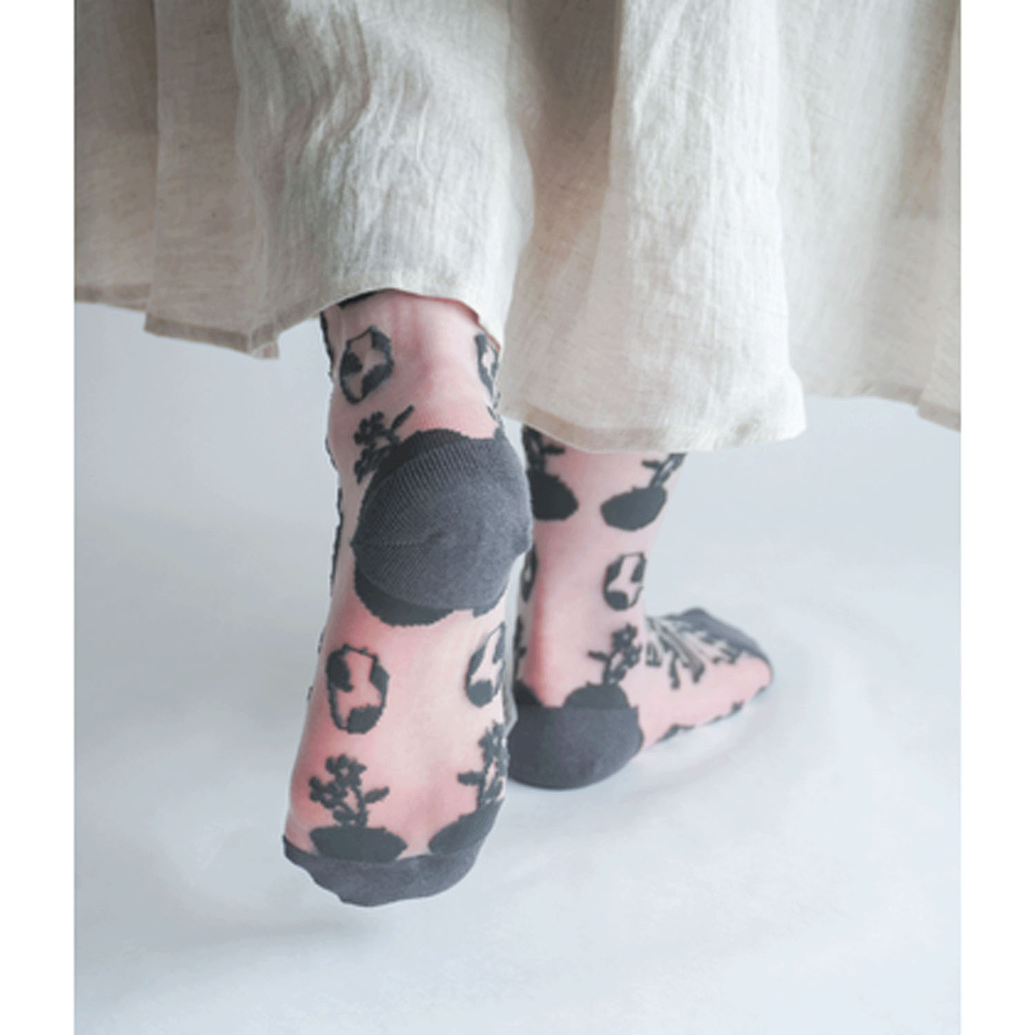 北欧調  花瓶柄  シースルーソックス【在庫限り】 - 画像6