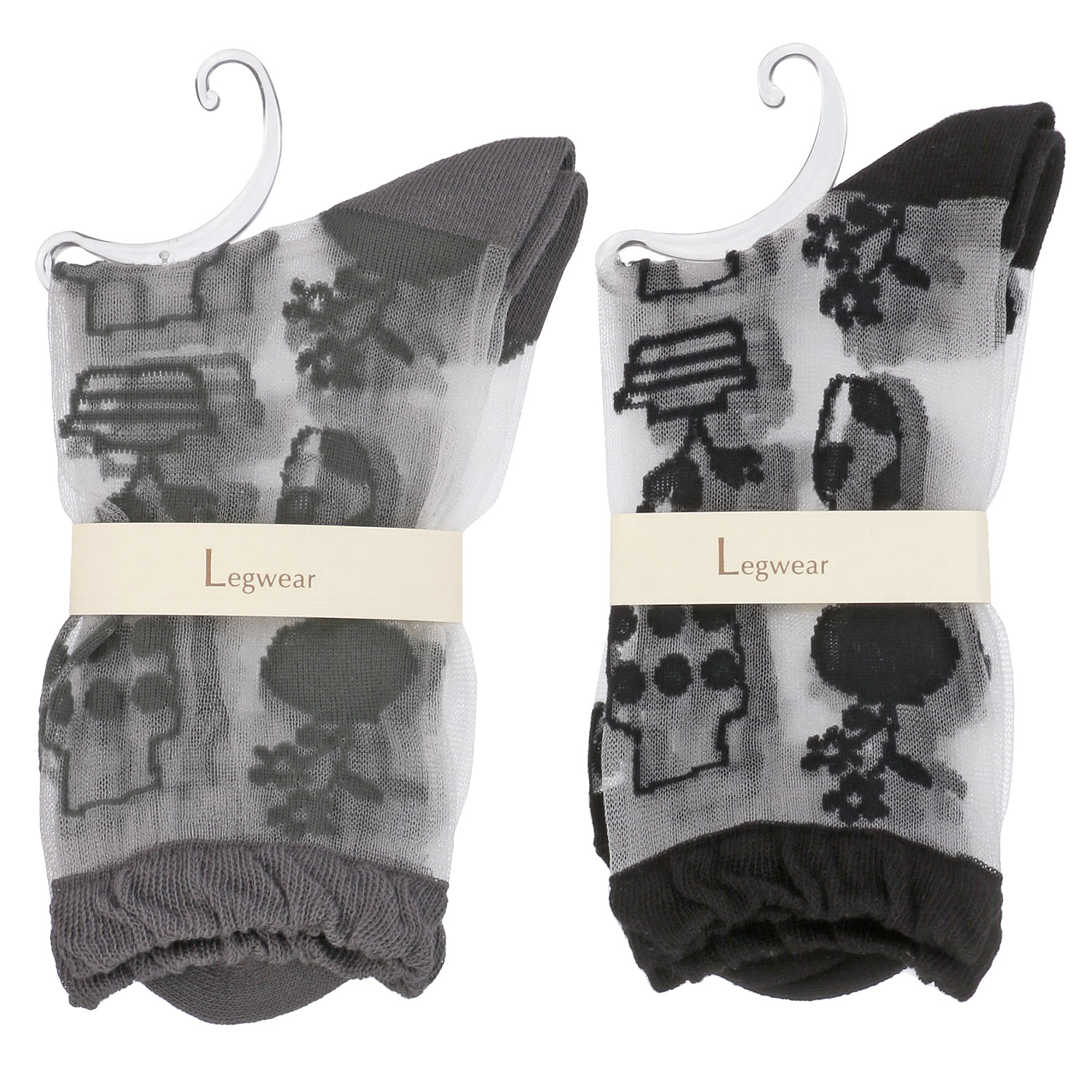 北欧調  花瓶柄  シースルーソックス【在庫限り】