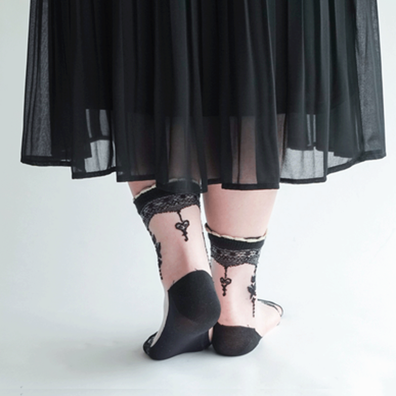 シースルーソックス 花・蝶柄 - 画像8