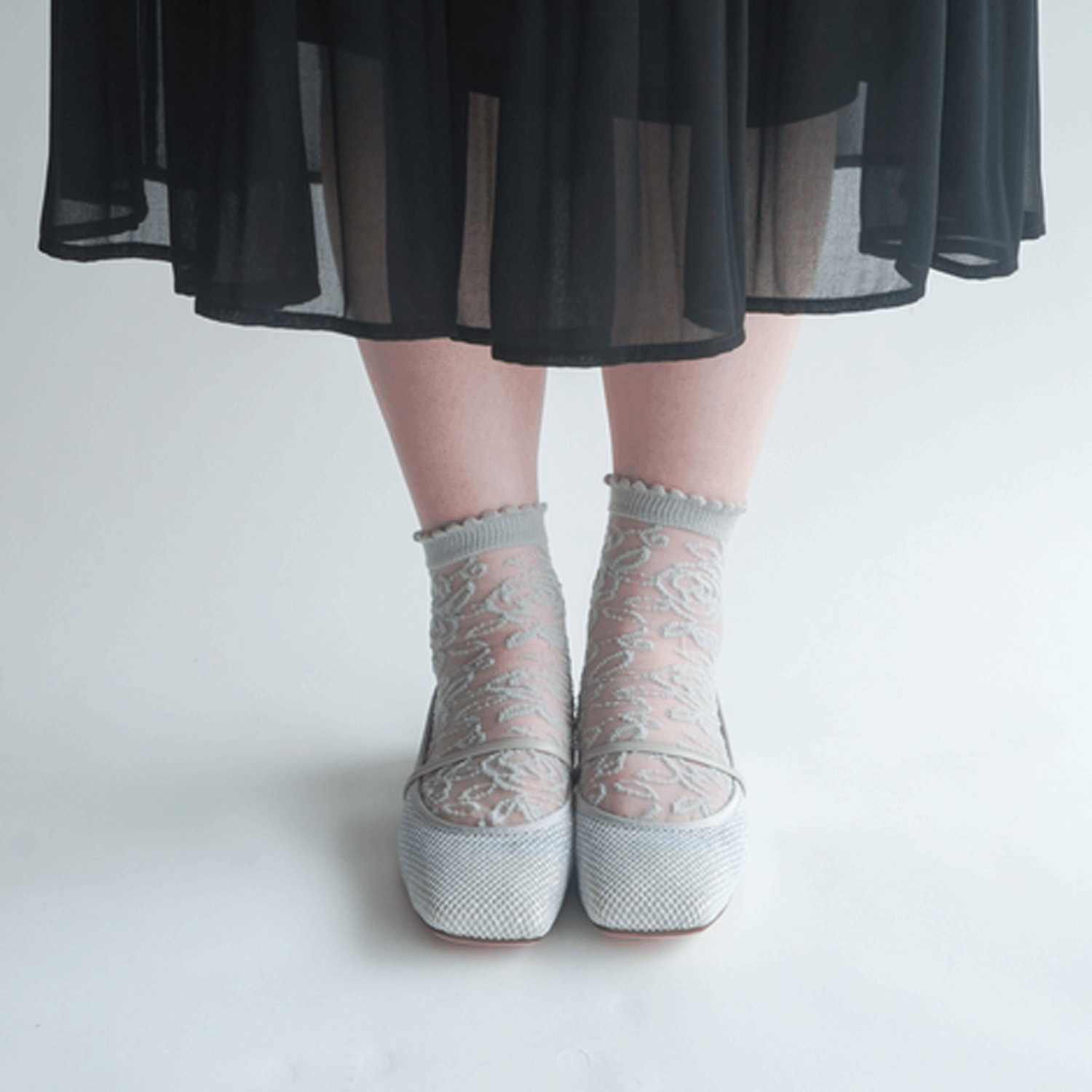 大人気★シースルーソックス レース薔薇柄 - 画像5