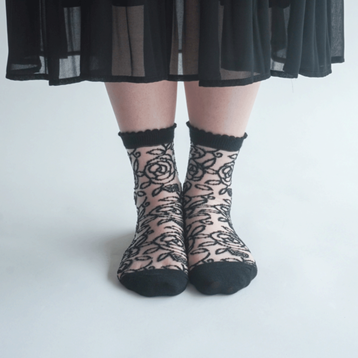 大人気★シースルーソックス レース薔薇柄 - 画像9