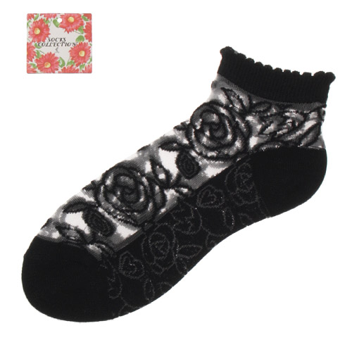 大人気★シースルーソックス 薔薇柄 ショート丈 - 画像2