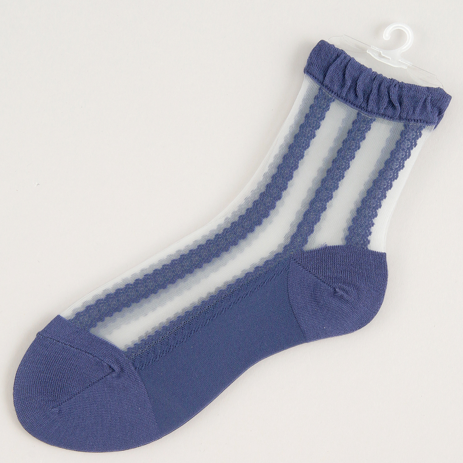 定番人気商品★シルク混 ストライプレース柄 シースルーソックス - 画像10
