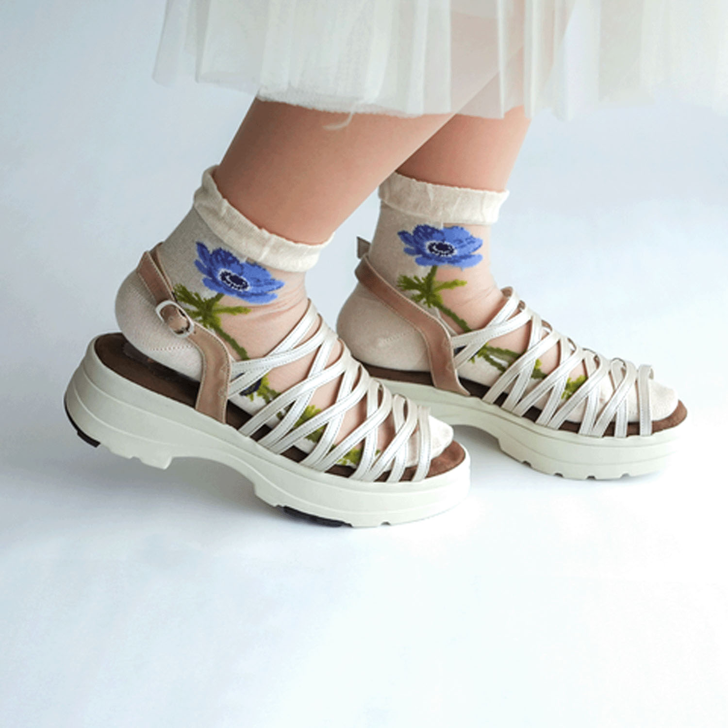 シースルーソックス シルク混 一輪アネモネ★26SS新色あり - 画像11