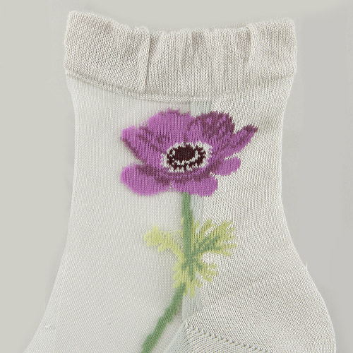 シースルーソックス シルク混 一輪アネモネ★26SS新色あり - 画像3