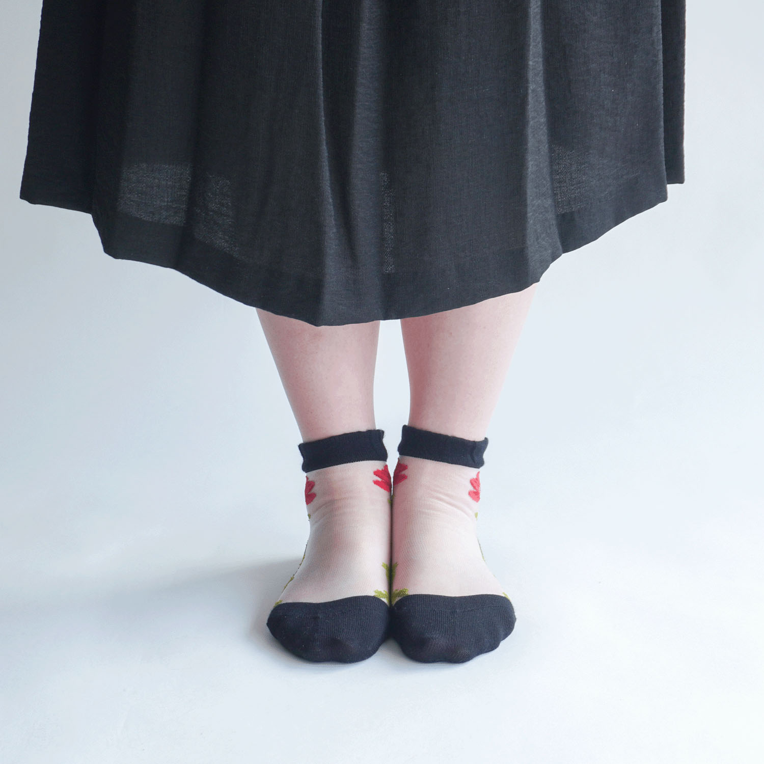 シースルーソックス シルク混 一輪アネモネ★26SS新色あり - 画像6