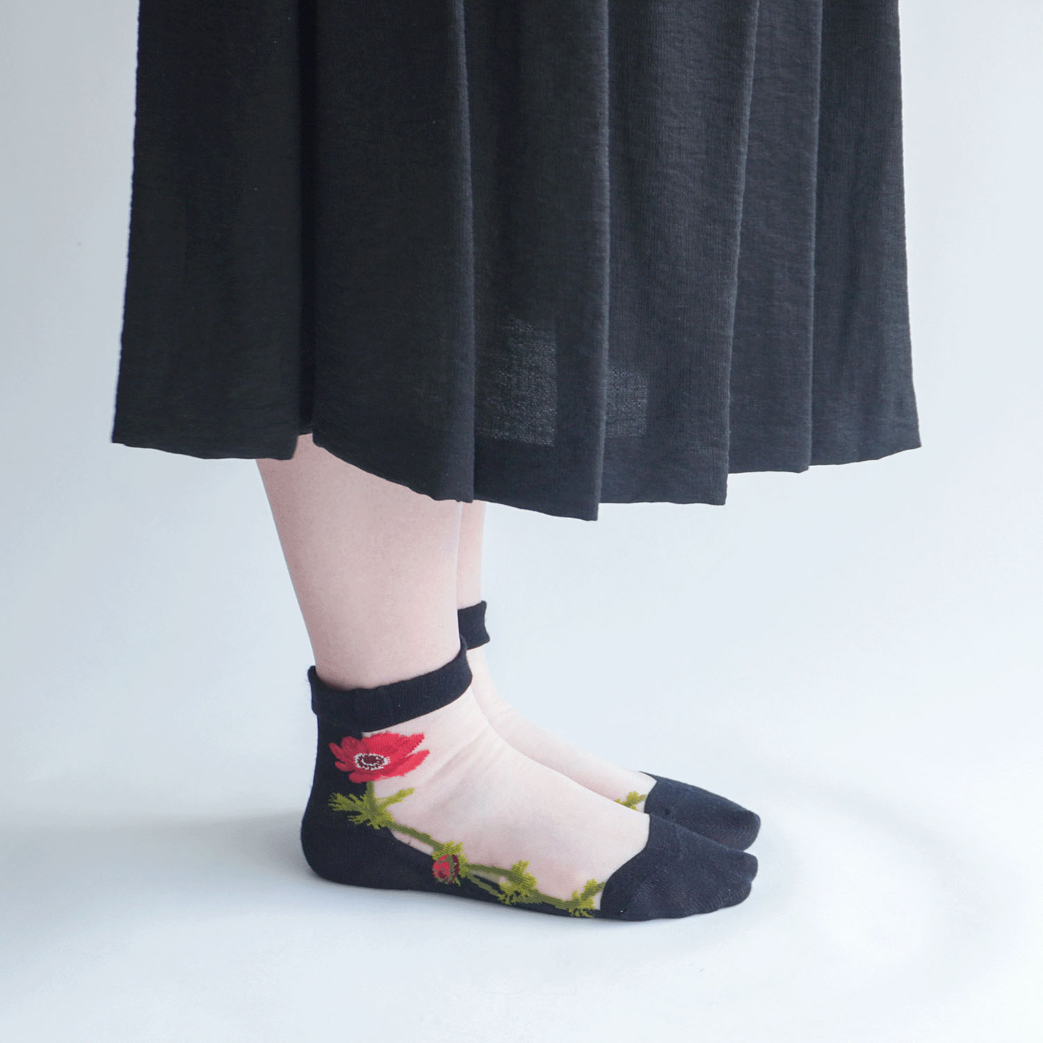 シースルーソックス シルク混 一輪アネモネ★26SS新色あり - 画像7