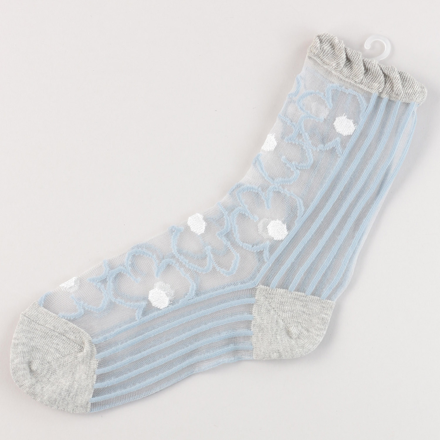 日本製 北欧調  花柄 シースルーソックス - 画像1