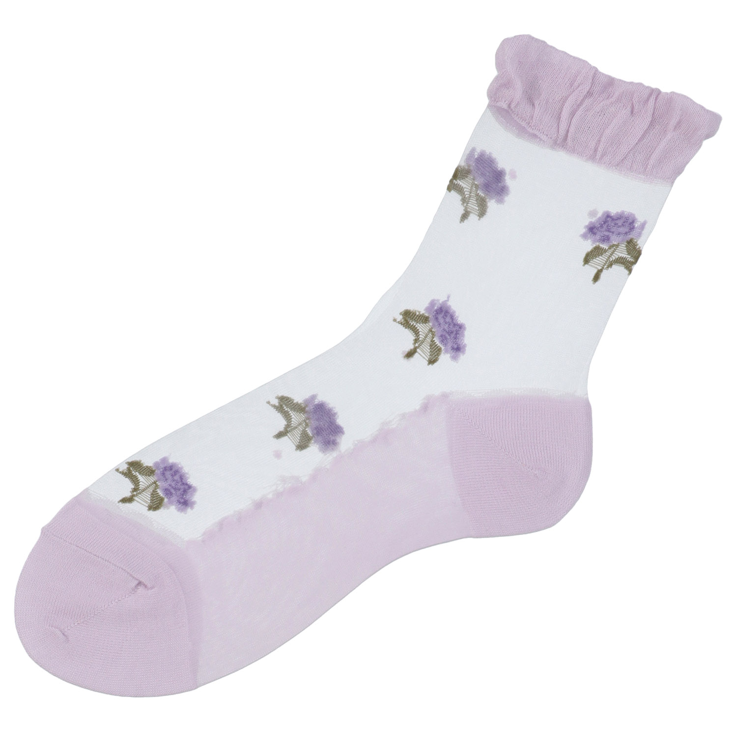 シースルーソックス ほんのきもち ハイゲージ シルク混 大花柄 - 画像5