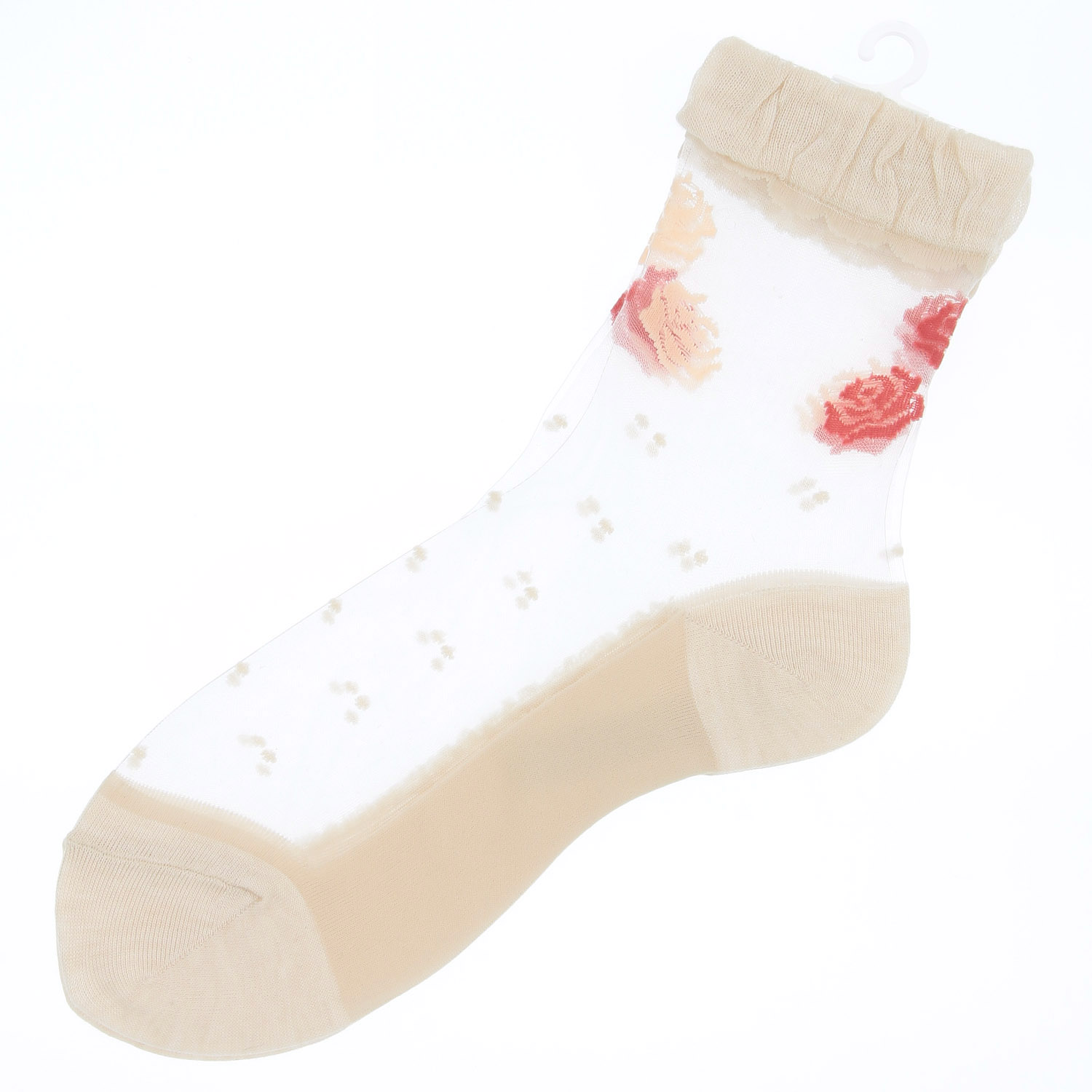 別注★シースルーソックス  ほんのきもち シルク混 ローズブーケ柄【在庫限り】 - 画像7