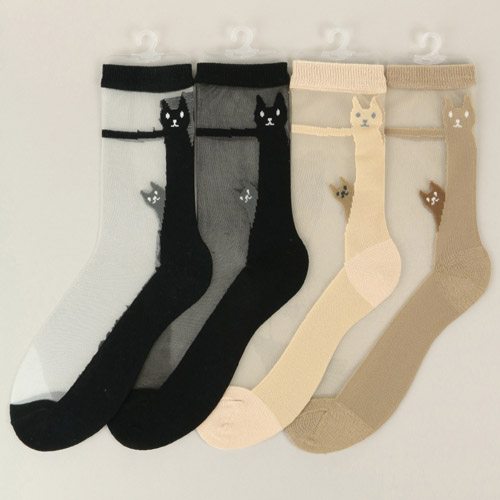 大人気★シースルーソックス 後ろ猫柄 - 画像2